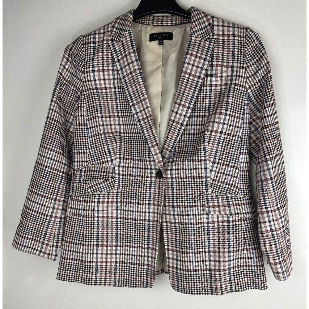Talbots Friday Plaid Blazer Jacket Women's Size 10P 10 Petite Single Breasted - Picture 12 of 14
